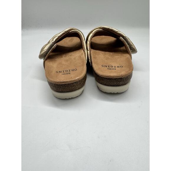 NWB Earth Origins Oceana Gold Quilted Slip On Strappy Sandals Women’s Size 6 - Picture 6 of 9